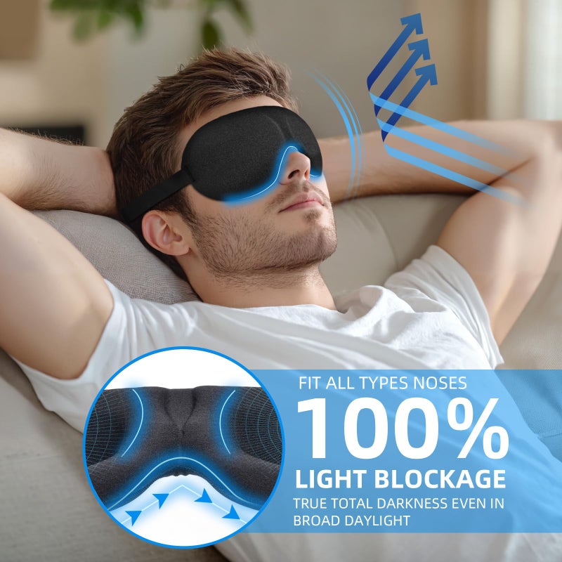 YIVIEW Sleep Mask for Back and Side Sleeper Pack of 3, 100% Light Blocking 3D Eye Masks for Sleeping, Lightweight & Breathable Eye Cover for Women Men, Zero Pressure Night Blindfold - Image 2